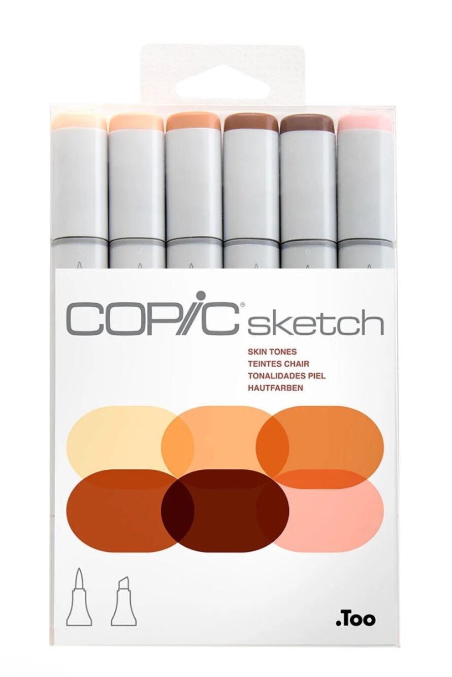 Copic Sketch Portrait 6pc Alcohol Brush Marker Set Skin Tones NEW